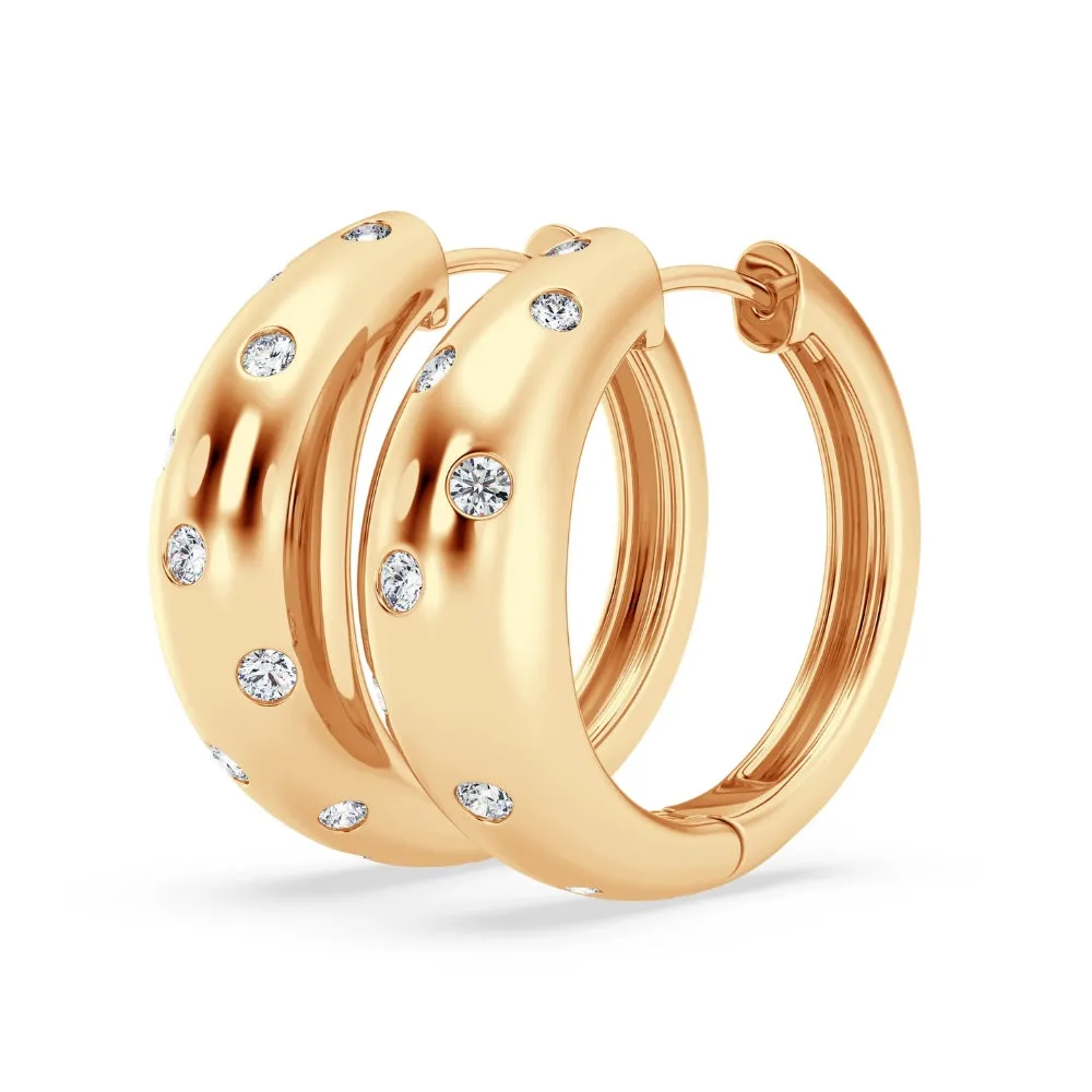 3/8 Ctw Diamond Domed Hoop Earrings in 14 Karat Yellow Gold