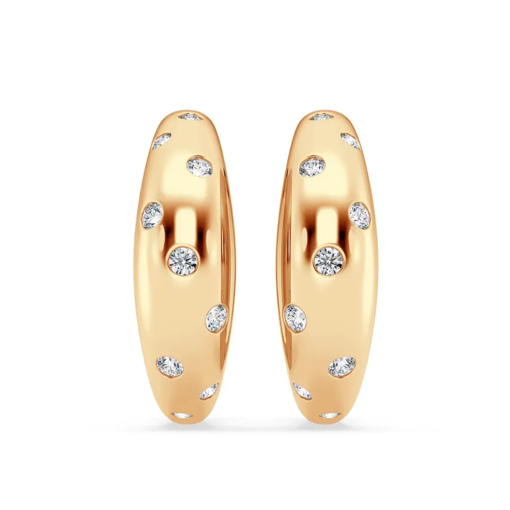 3/8 Ctw Diamond Domed Hoop Earrings in 14 Karat Yellow Gold