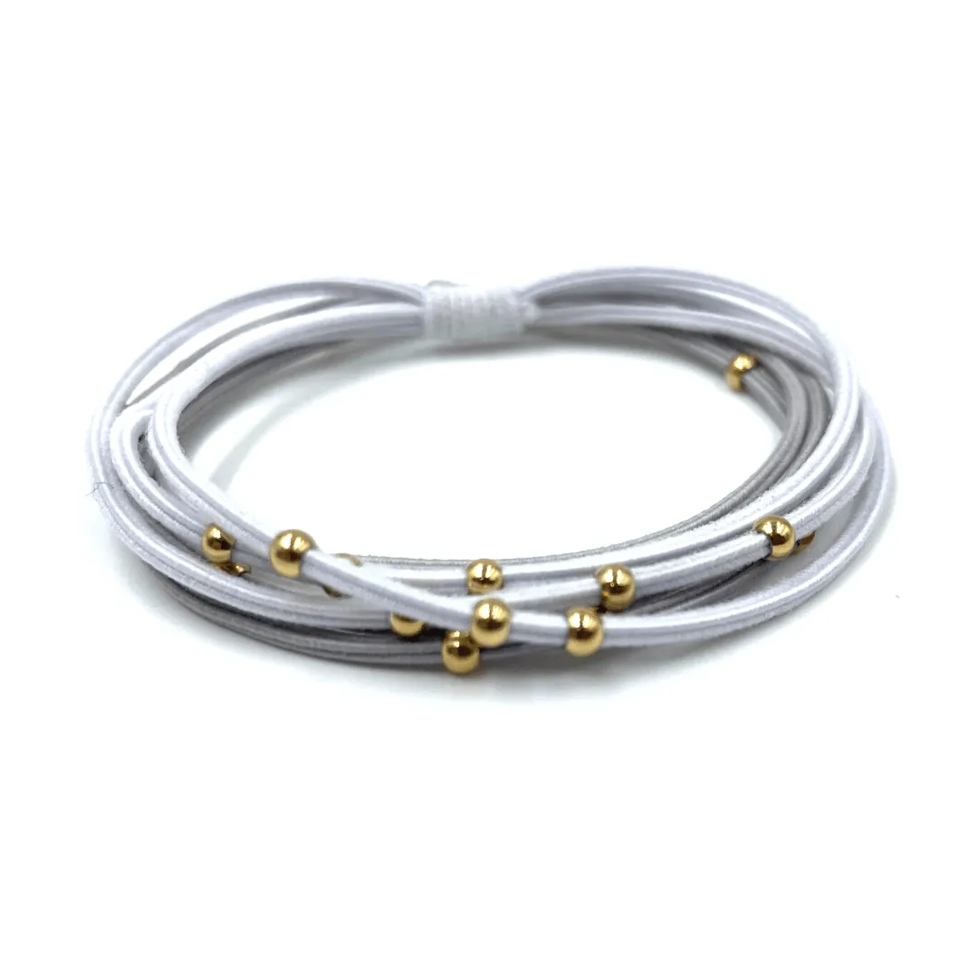 3mm Gold Water Pony Waterproof Bracelet Hair Bands in Gray and White(#1)