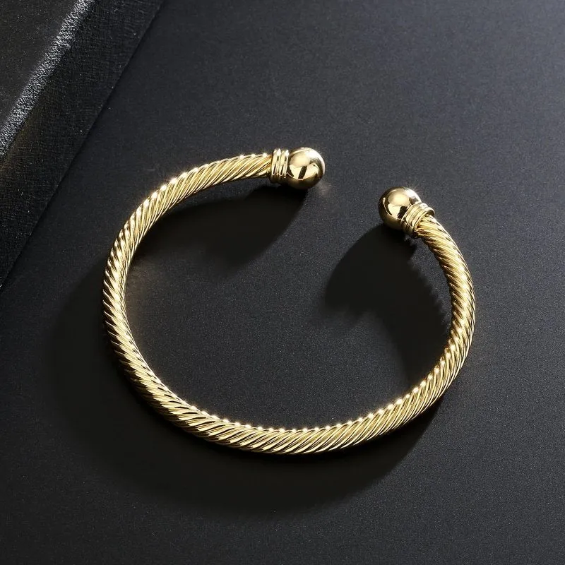 4mm Gold Filled Bonded Twisted Torque Adjustable Bangle