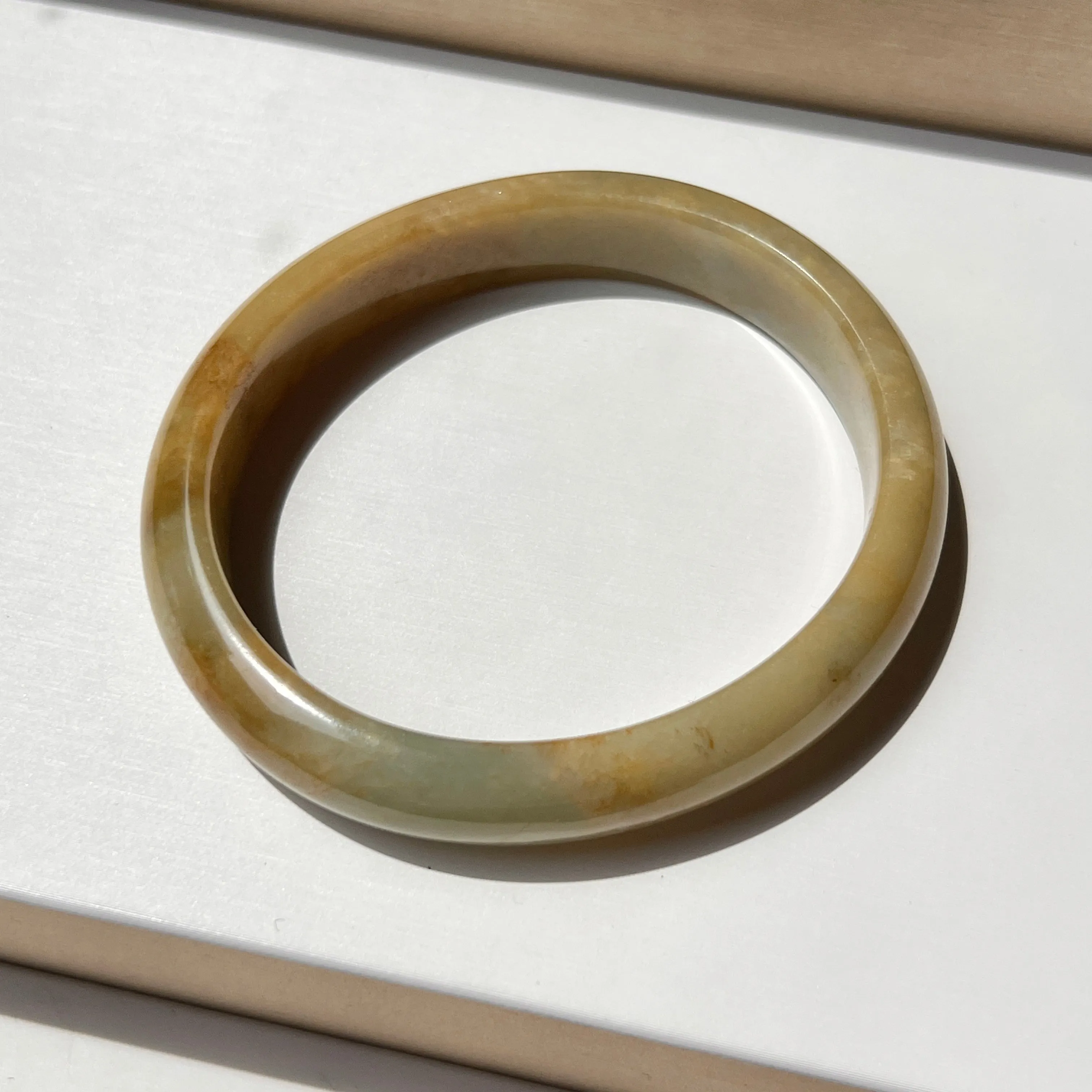 54.2mm A-Grade Natural Russet Jadeite Modern Oval Bangle No. 152011