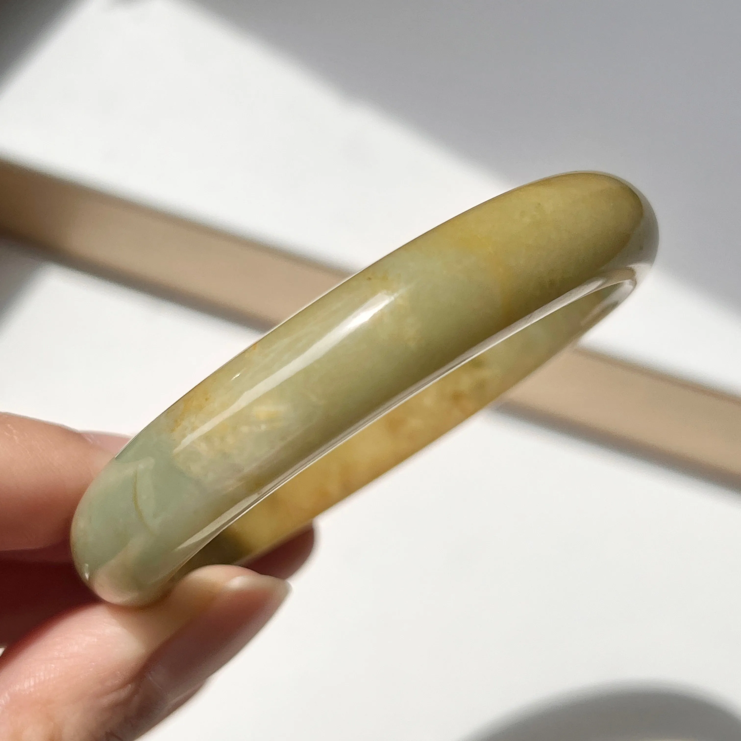 54.2mm A-Grade Natural Russet Jadeite Modern Oval Bangle No. 152011