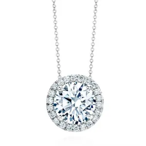 5.53 Carat Round Brilliant Cut White Gold Diamond Halo Pendant