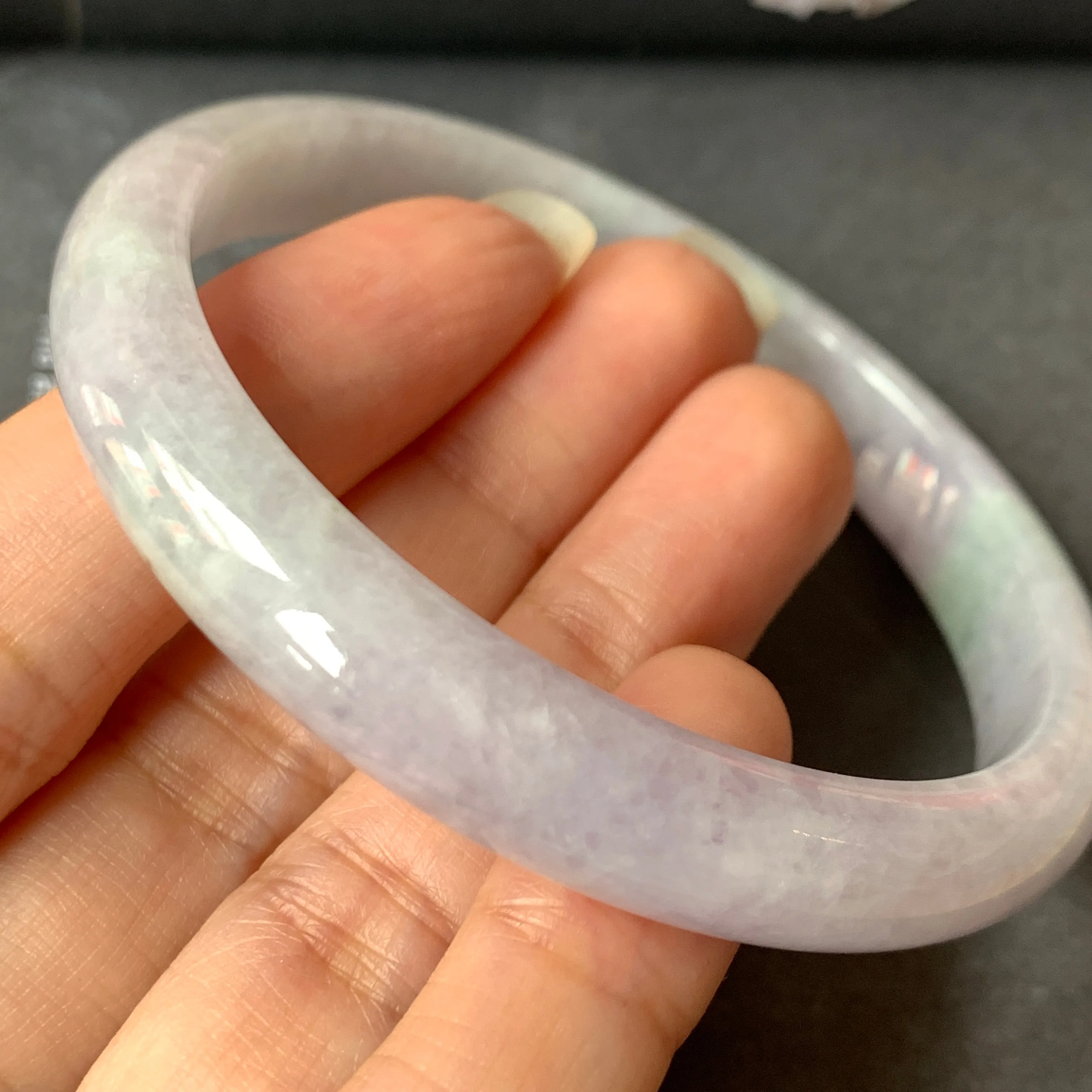 56.4mm A-Grade Natural Lavender Jadeite Modern Round Bangle No.151842