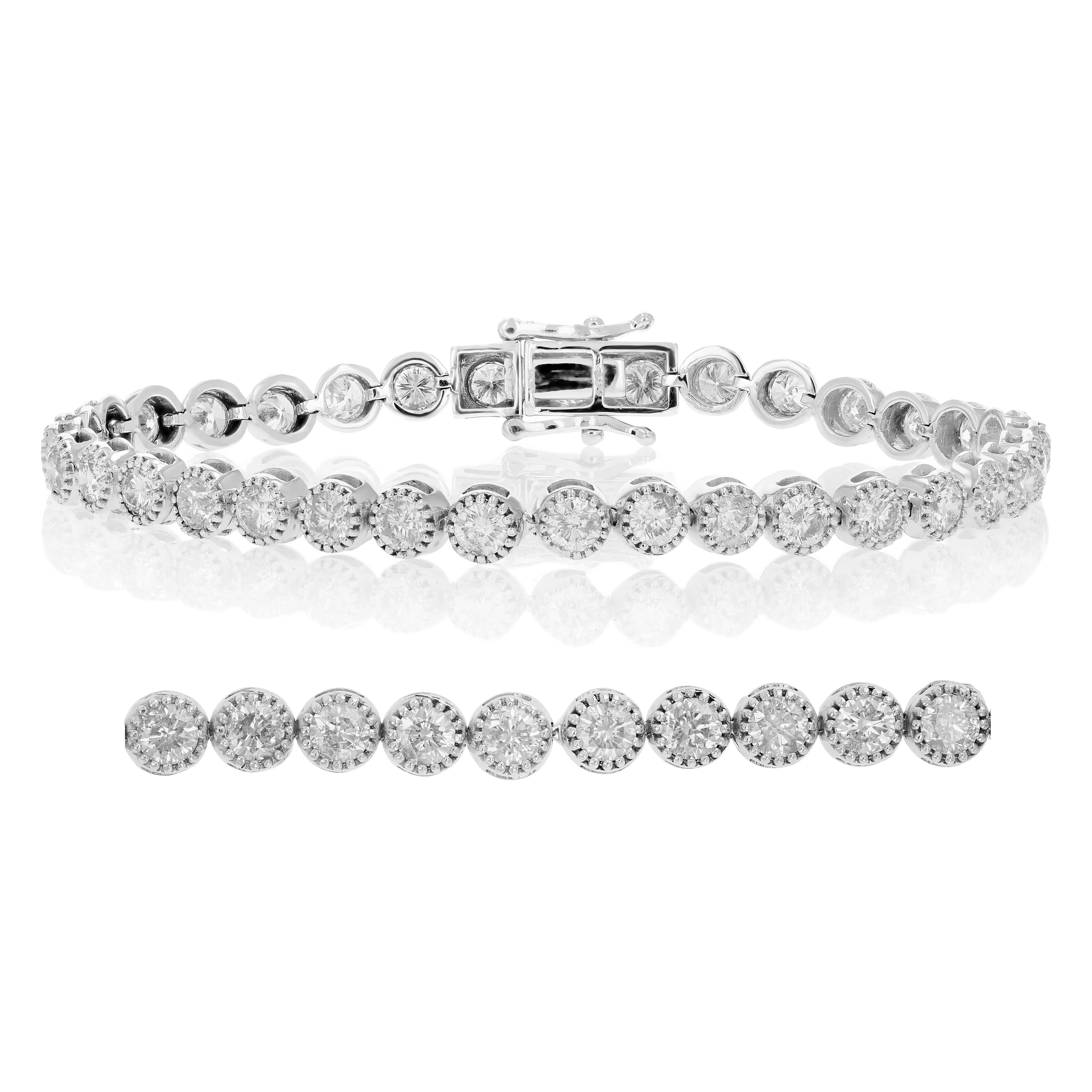 6 cttw Milgrain Diamond Tennis Bracelets in 14K White Gold