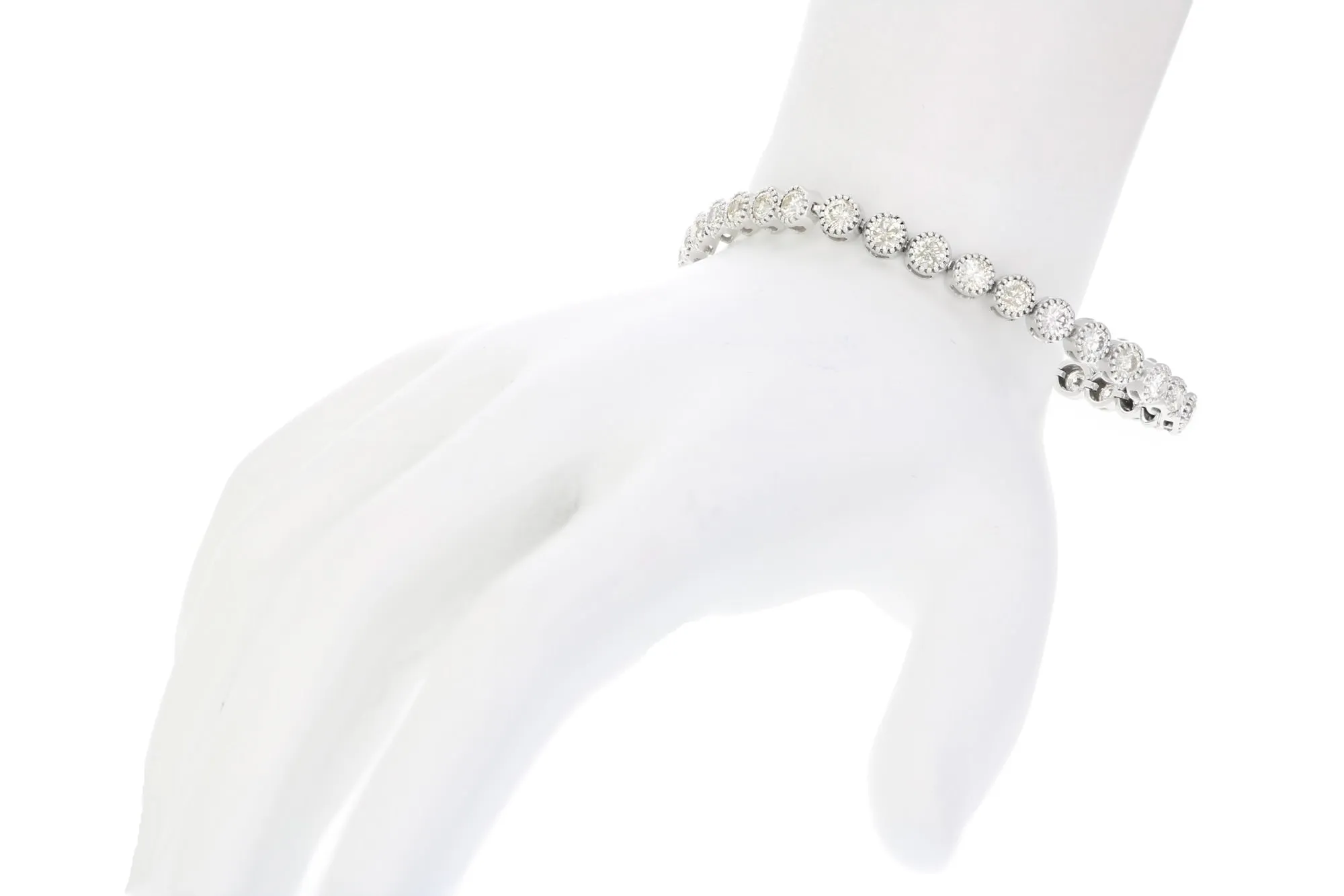 6 cttw Milgrain Diamond Tennis Bracelets in 14K White Gold