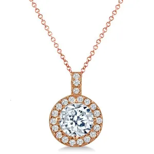 7.83 Carat Round Brilliant Cut Rose Gold Diamond Halo Pendant