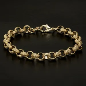 8mm Gold Lined Pattern Belcher Bracelet 6/7/8/9 Inch