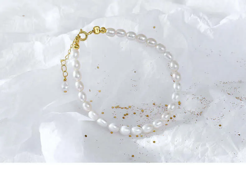 925 Silver Freshwater Pearl Bracelet Natural Feel