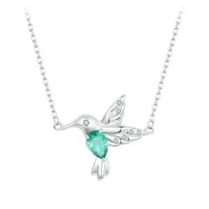 925 Sterling Silver White Gold Plated Hummingbird Necklace Bird Pendant Neck Chain for Women Party Fine Jewelry Gift