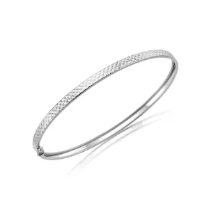 9K White Gold DC Flat Tube Bangle