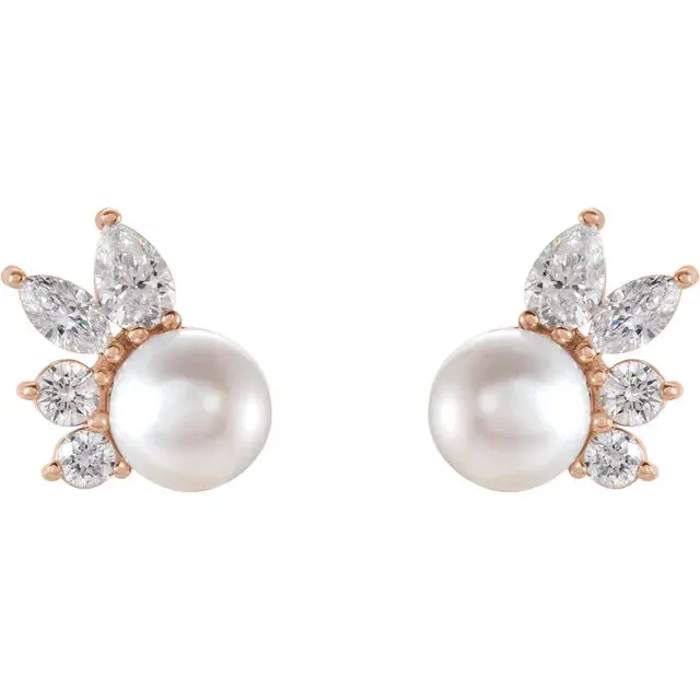 Akoya Pearl and Diamond Earrings