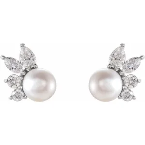 Akoya Pearl and Diamond Earrings