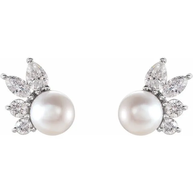 Akoya Pearl and Diamond Earrings