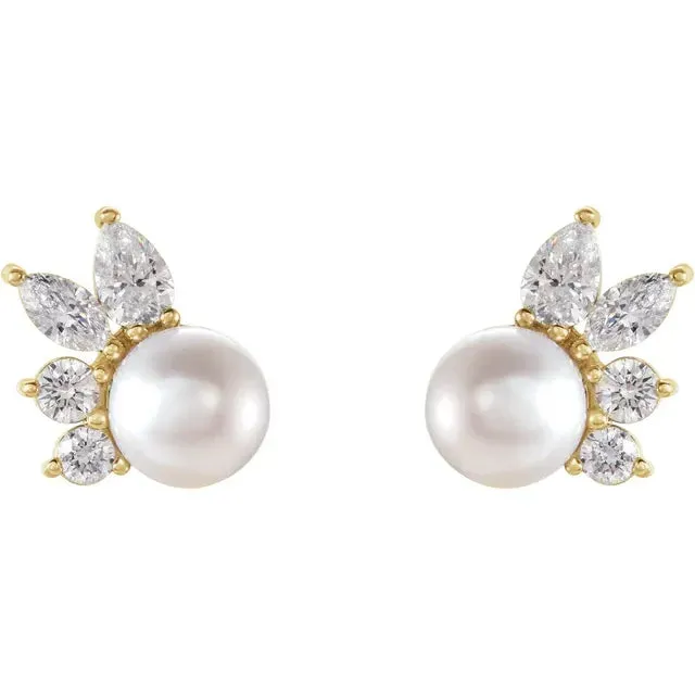 Akoya Pearl and Diamond Earrings