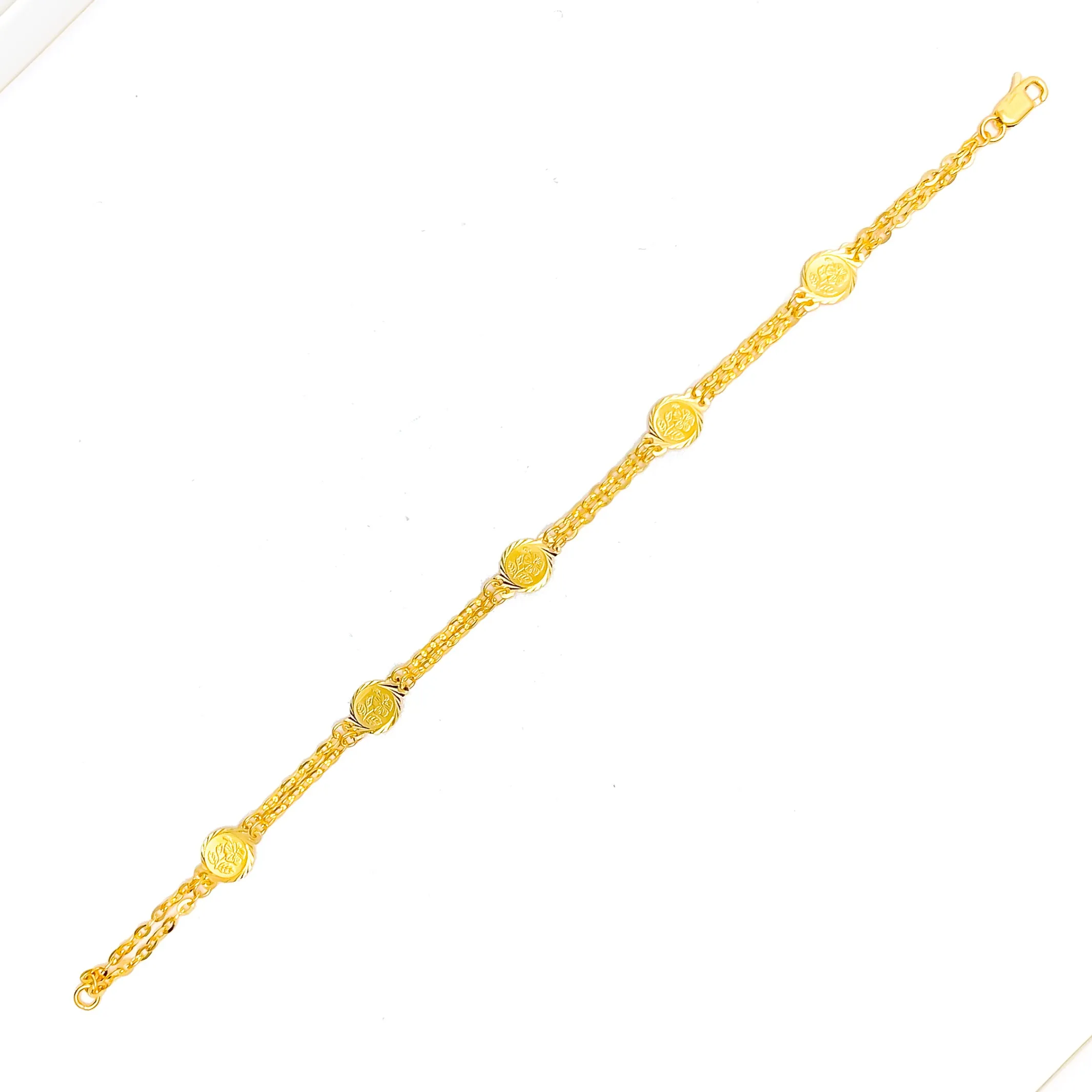 Alternating Dual Chain 22k Gold Coin Bracelet