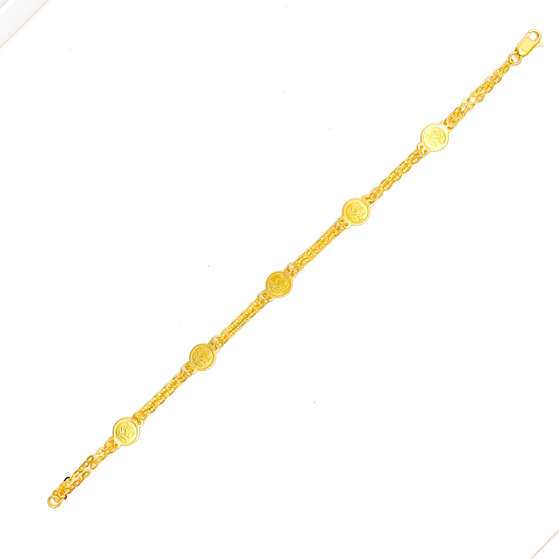 Alternating Dual Chain 22k Gold Coin Bracelet