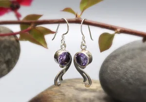 Amethyst Inlaid Sterling Silver Earrings