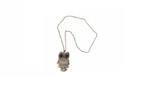 Antique Bronze Owl Pendant Necklace