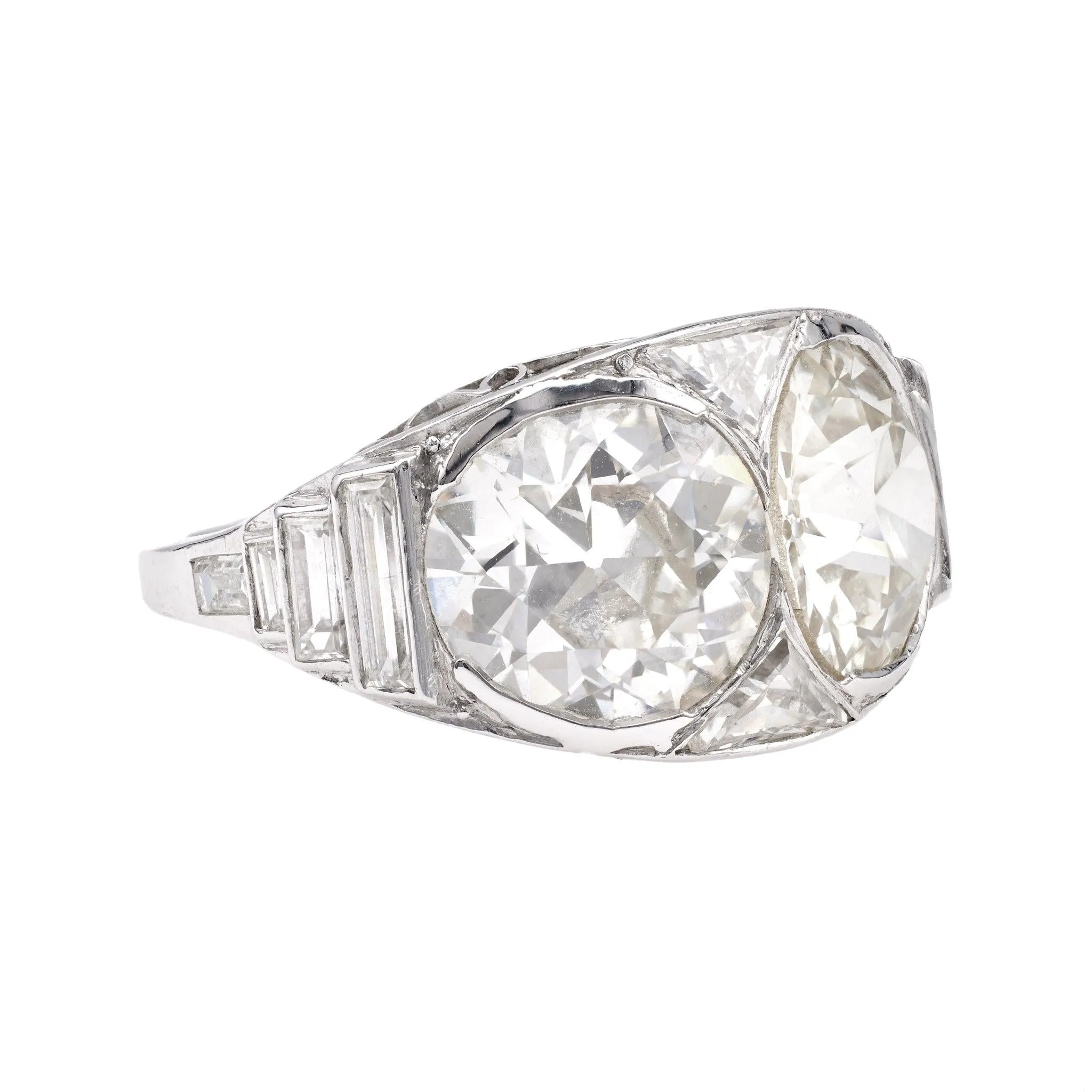 Art Deco GIA Diamond Platinum Toi et Moi Ring