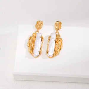 Baroque Pearl Drop Earrings 18k Gold Plating