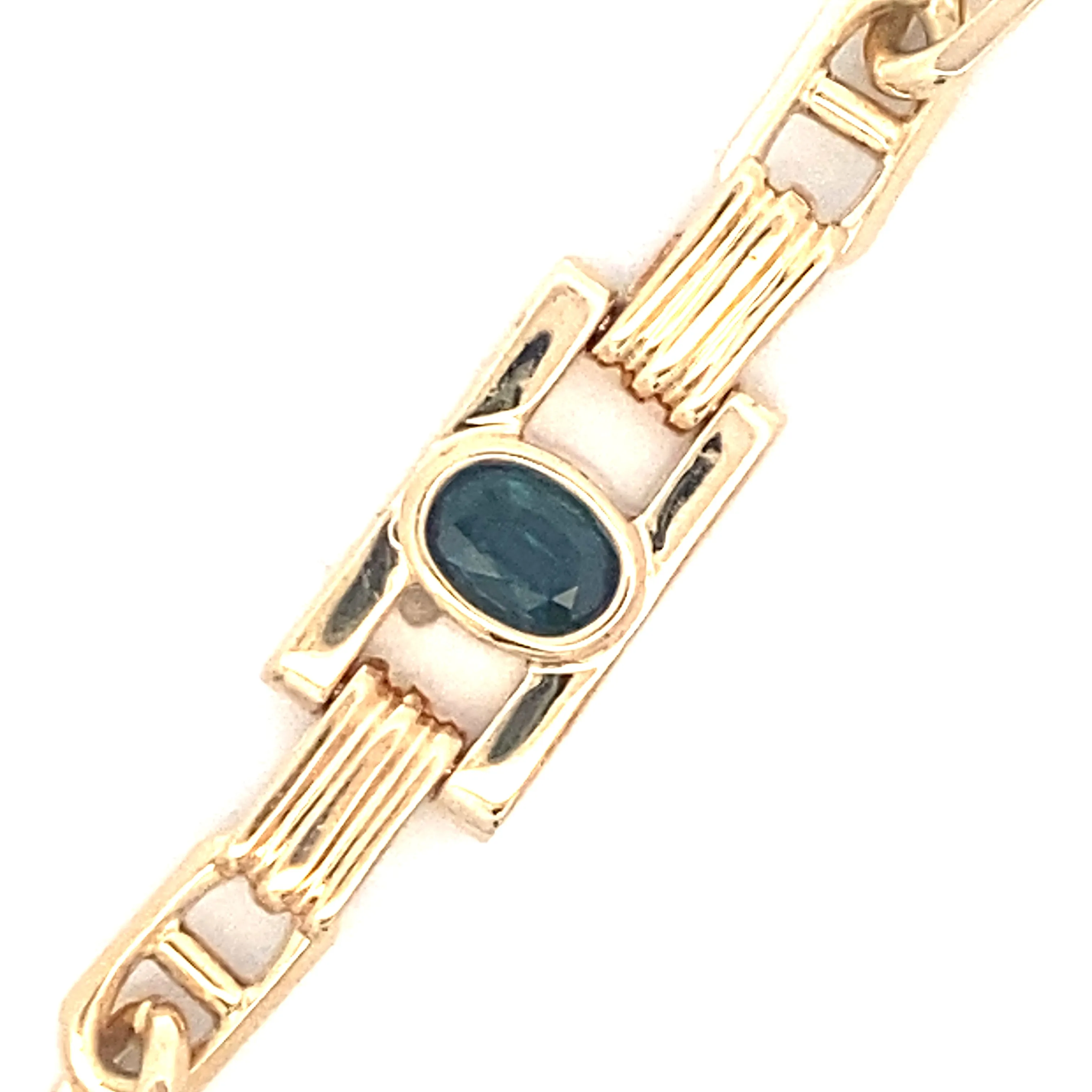 BCJ Estate Jewelry Yellow Gold Sapphire Fancy Link Bracelet