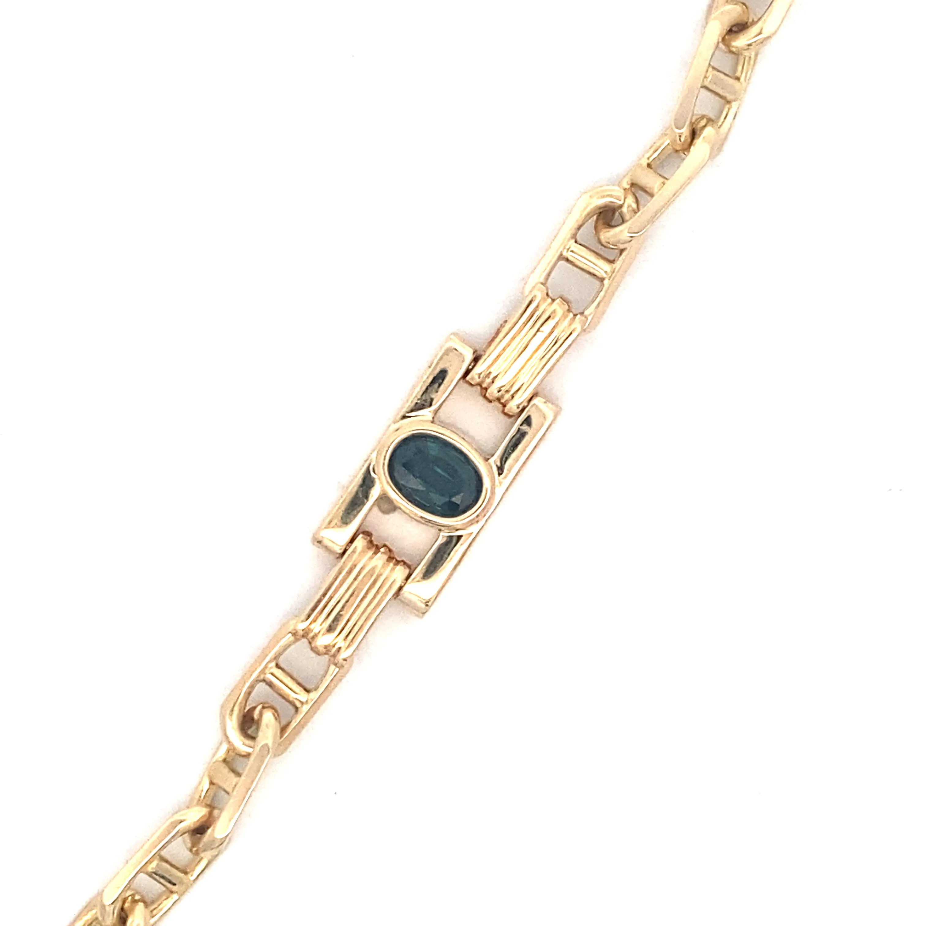 BCJ Estate Jewelry Yellow Gold Sapphire Fancy Link Bracelet