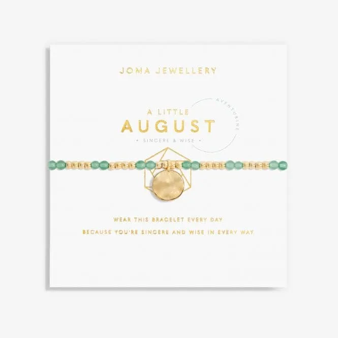 Birthstone August Aventurine Gold 17.5cm Stretch Bracelet 6139