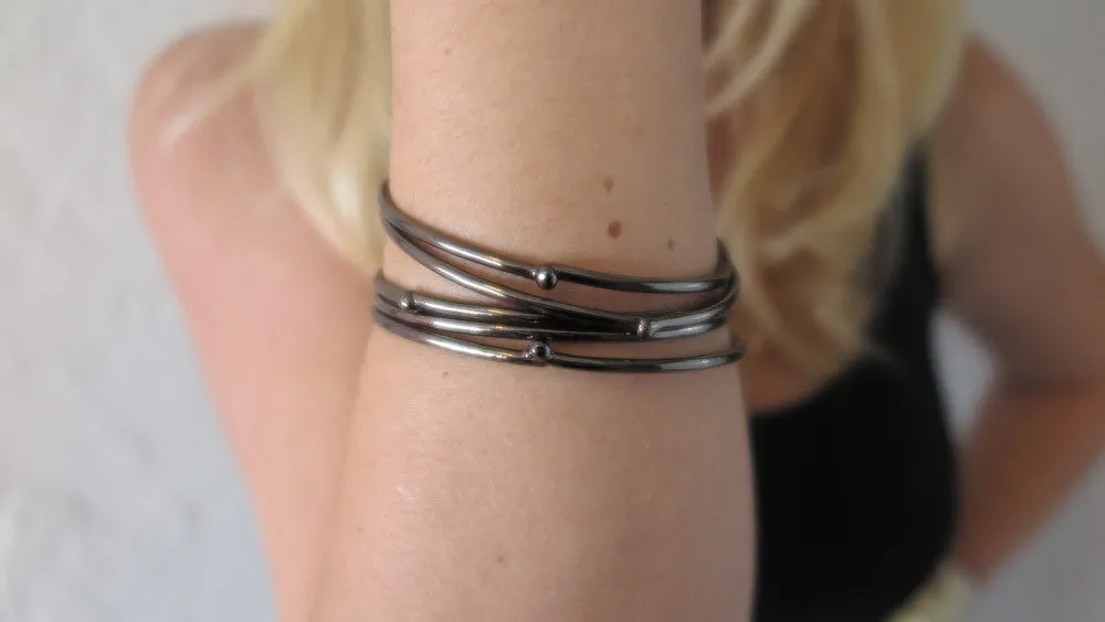 Black Gunmetal Bloom Bangles