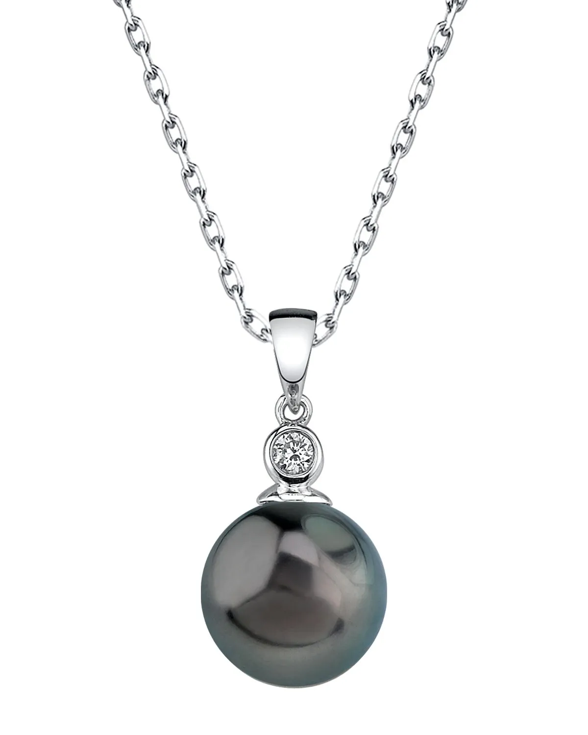 Black Tahitian Pearl & Diamond Bezel Pendant