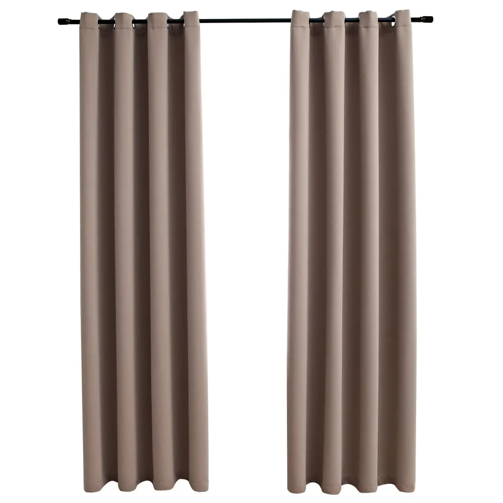 Blackout Curtains with Metal Rings 2 pcs Taupe 140x225 cm