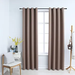 Blackout Curtains with Metal Rings 2 pcs Taupe 140x225 cm