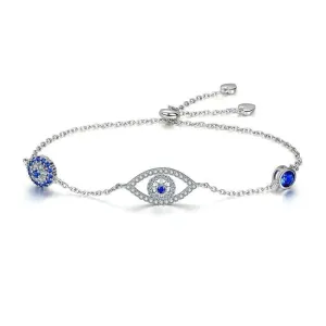 Blue Zircon Evil Eyes Bracelet Guardian Eye Chain for Women