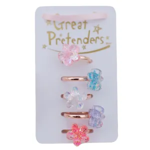 Boutique Shimmer Flower Ring 5pcs