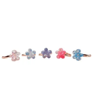 Boutique Shimmer Flower Rings 5-Pack