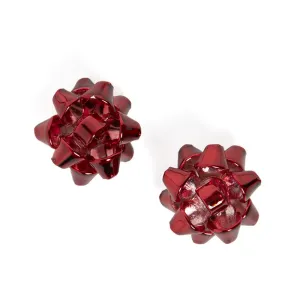 Bow Stud Earrings - Red