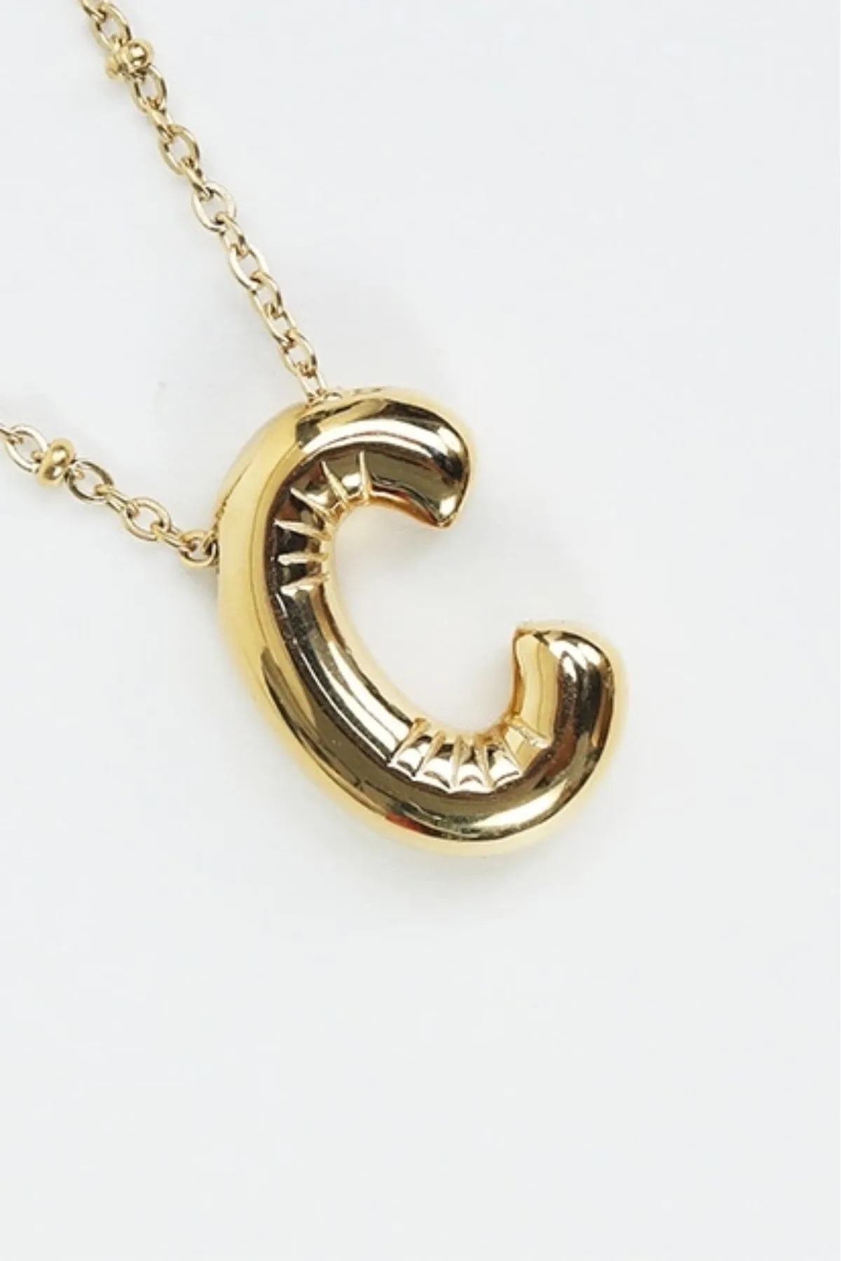 Bubble "C" Gold Initial Necklace