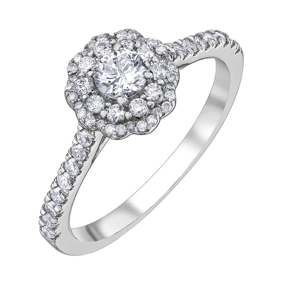 Canadian Diamond Ring with Floral Halo