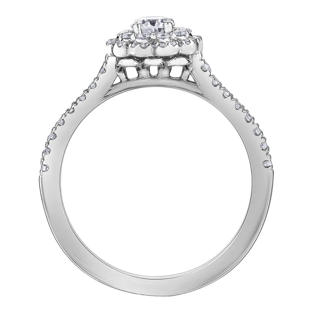 Canadian Diamond Ring with Floral Halo