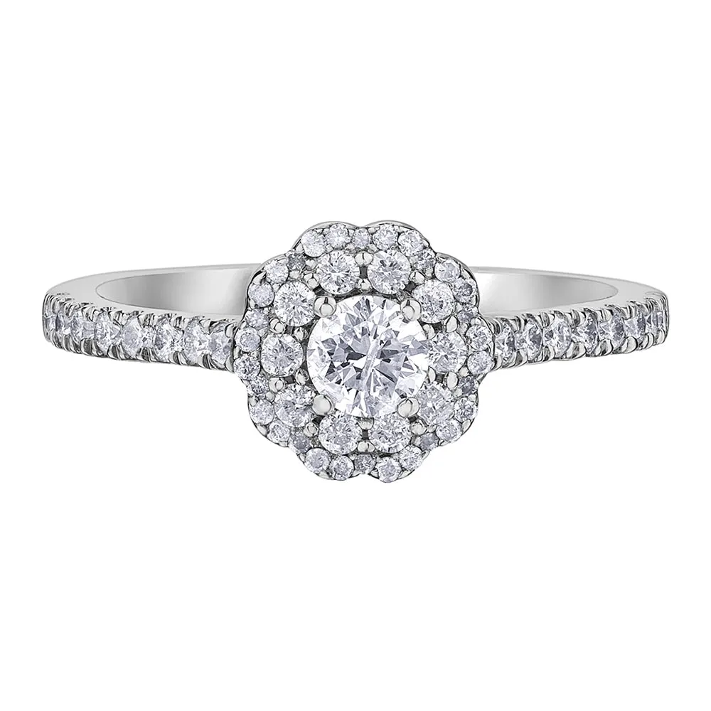 Canadian Diamond Ring with Floral Halo