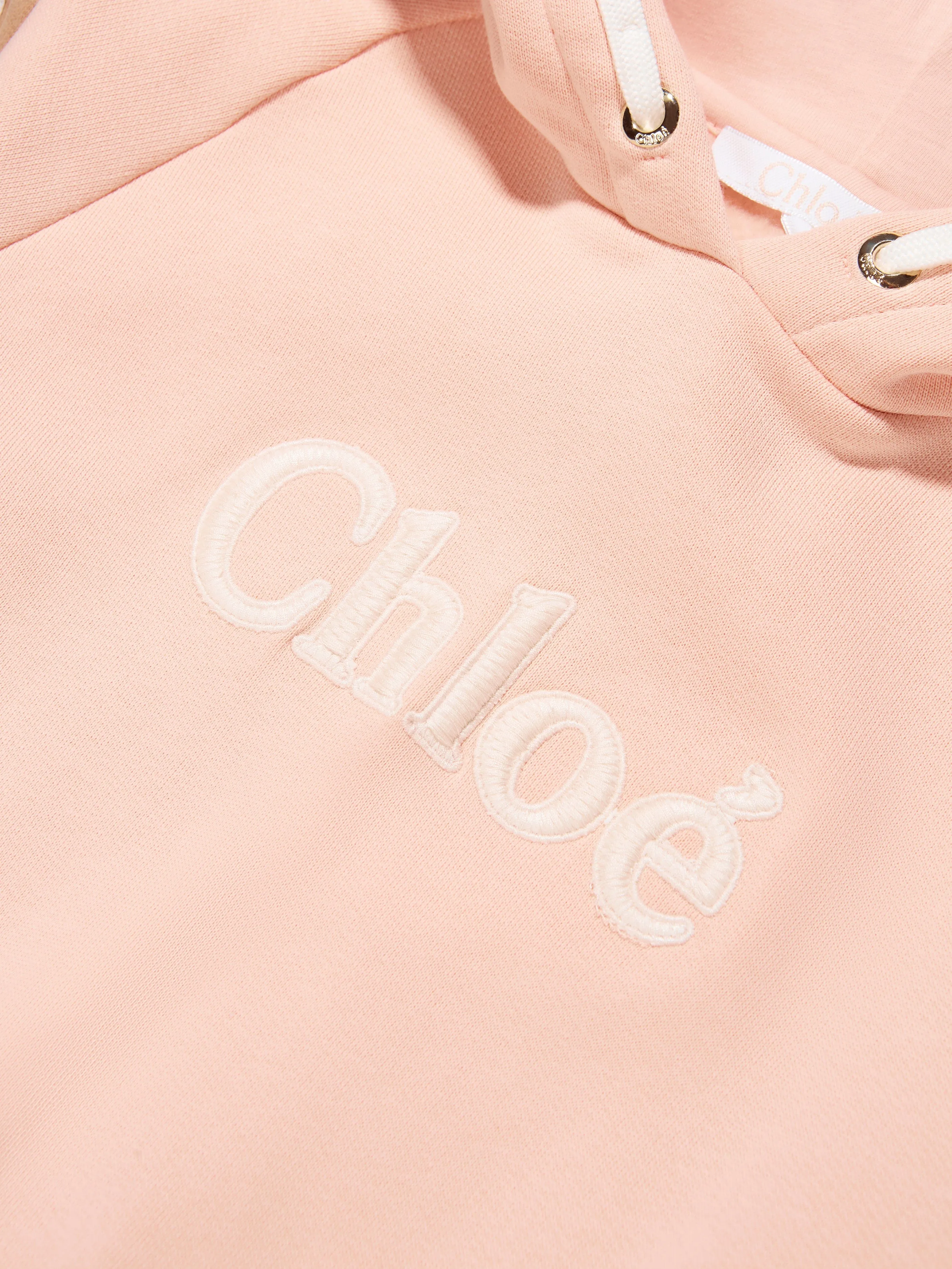 Chloé Girls Hooded Sweatshirt Dress in Pink