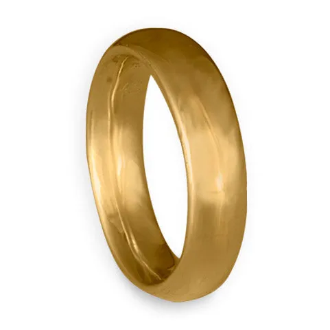 Classic Comfort Fit Wedding Ring, 14K Yellow Gold 6mm Wide by 2mm Thick