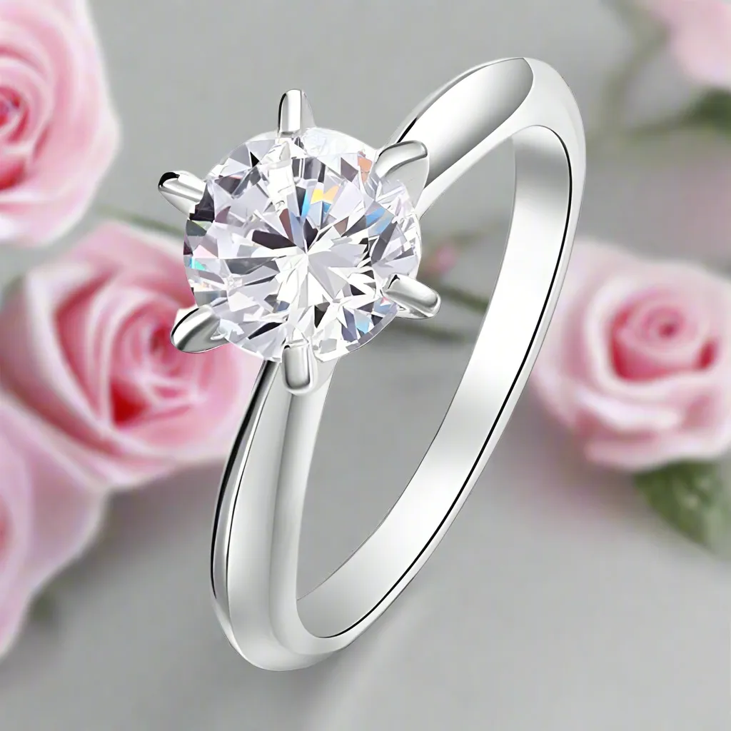 Classic Ring 6 Claws Created Diamond Engagement Ring