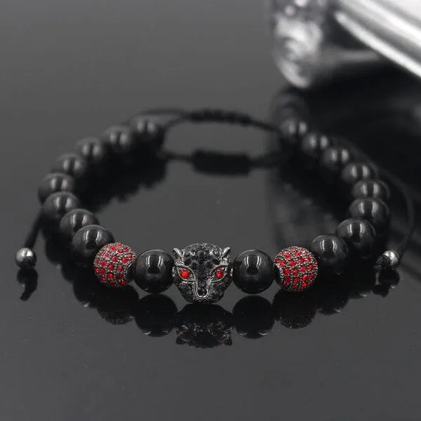 Classy Men Red Black Leopard Bracelet