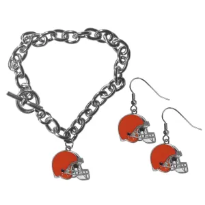 Cleveland Browns Chain Bracelet and Dangle Earring Set