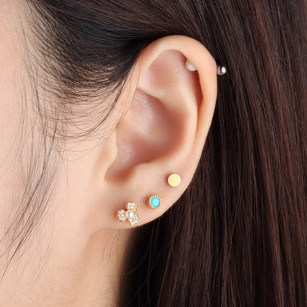 Clover Pearl Stud