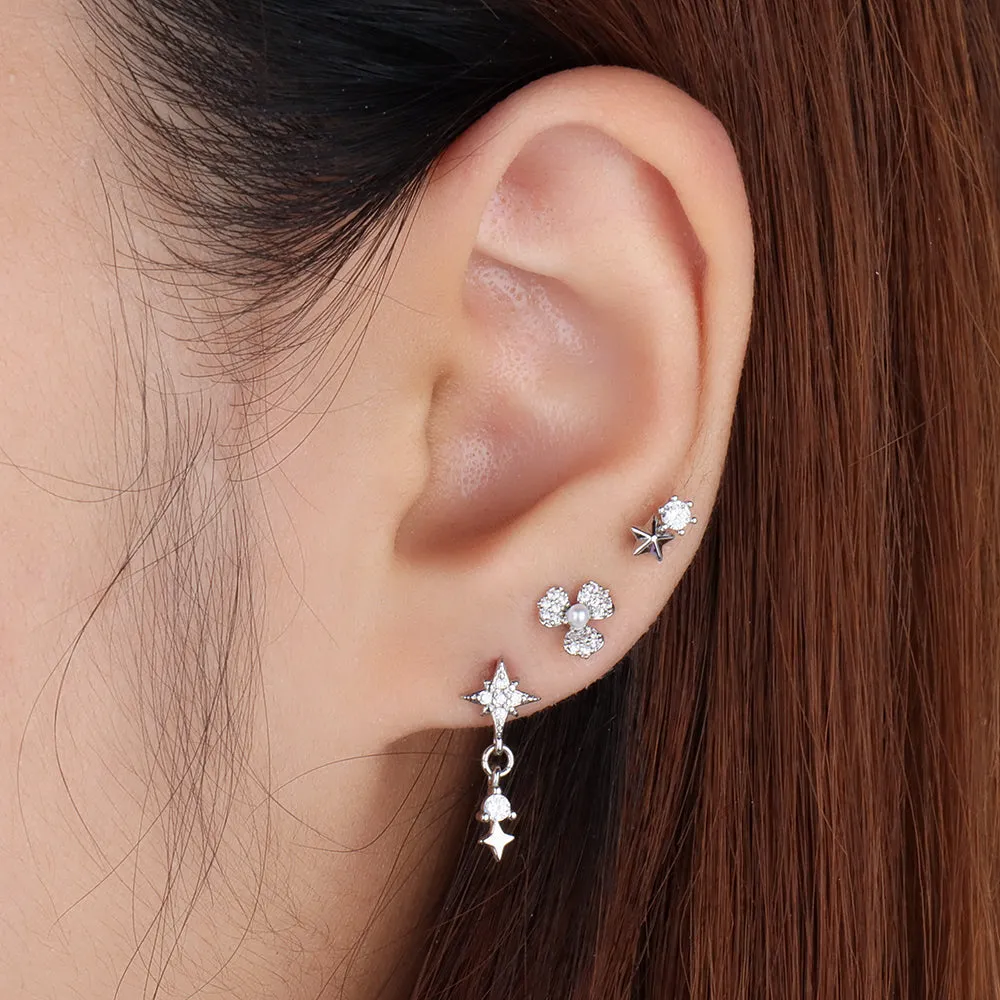 Clover Pearl Stud