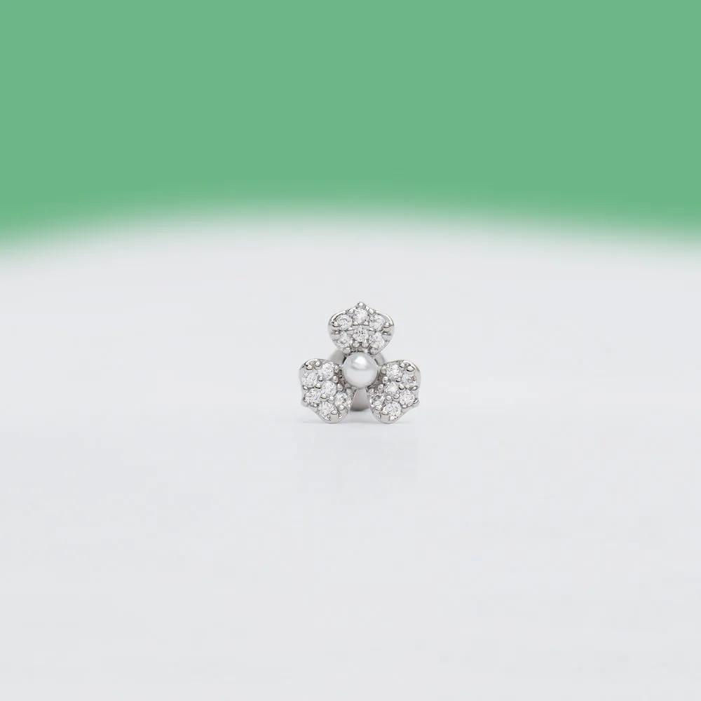 Clover Pearl Stud