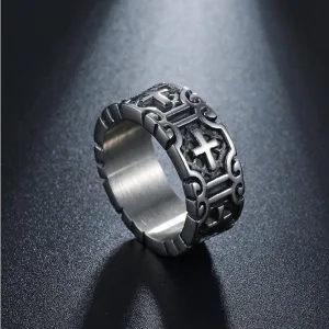 Cross Men's Silver band Ring