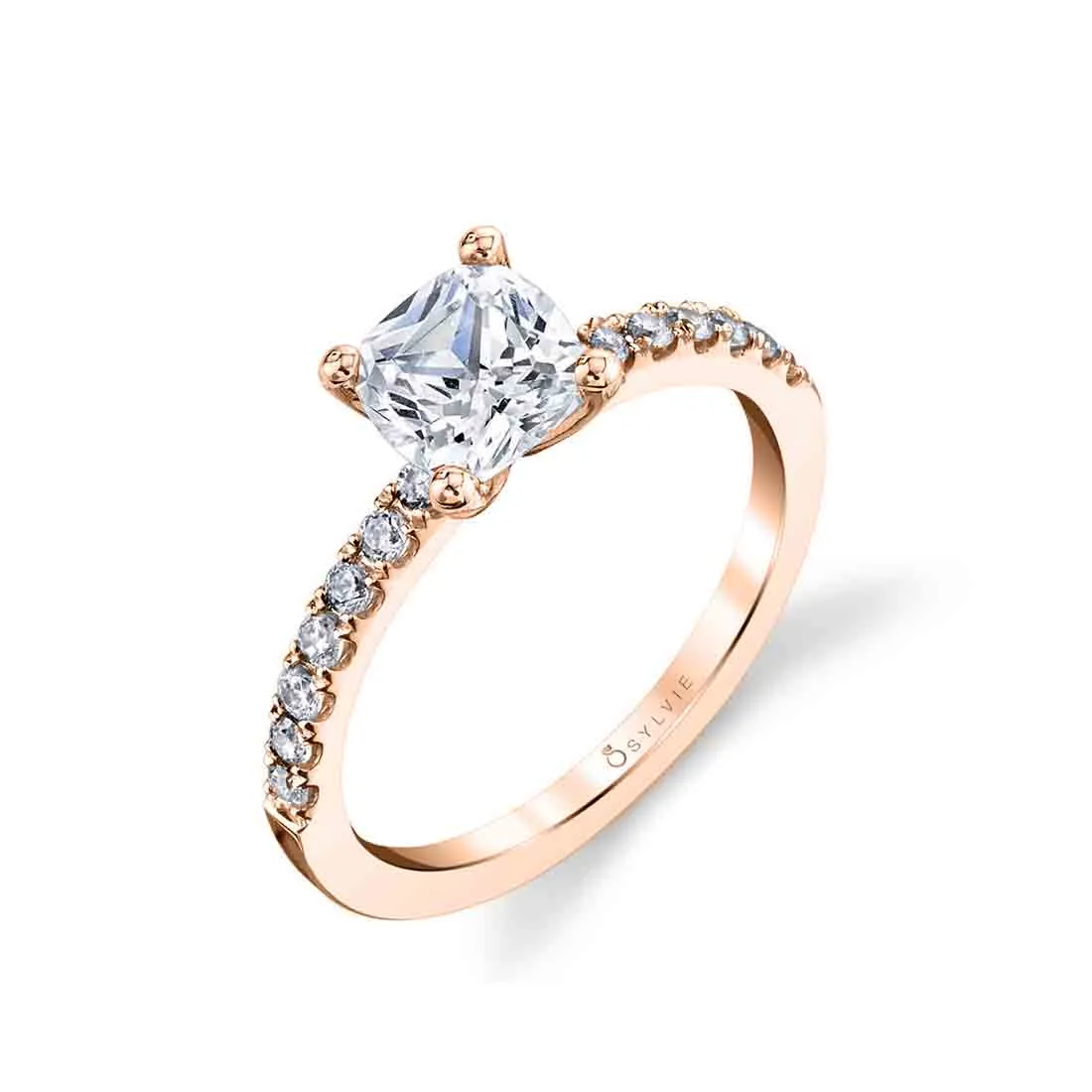 Cushion Cut Classic Engagement Ring - Celeste 18k Gold Rose